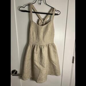 Boutique Cream Cocktail Mini Dress With Low Cris Cross Back And Bow Size Small